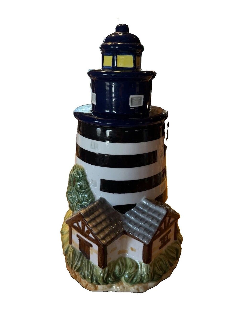Lighthouse Cookie Jar Bico China 12" Beach House Ocean Summer